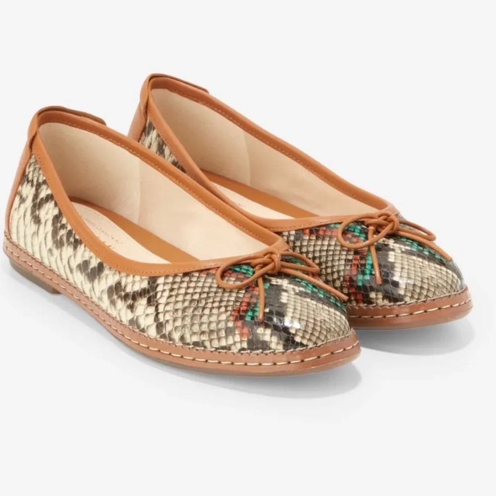 Cole Haan Cloud All Day Snake Print Ballet Flats loafers leather size 10 NEW